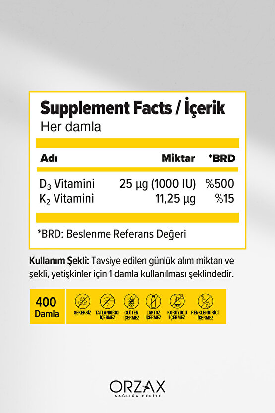 Orzax D3K2 20ml Damla