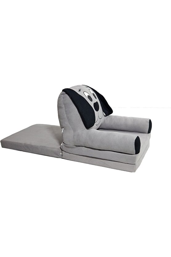 3 Minderli Katlanabilir Bebek-çocuk Koltuğu Sandalye Portatif Yatak Puf Sofa Kumaş Köpek Figürlü