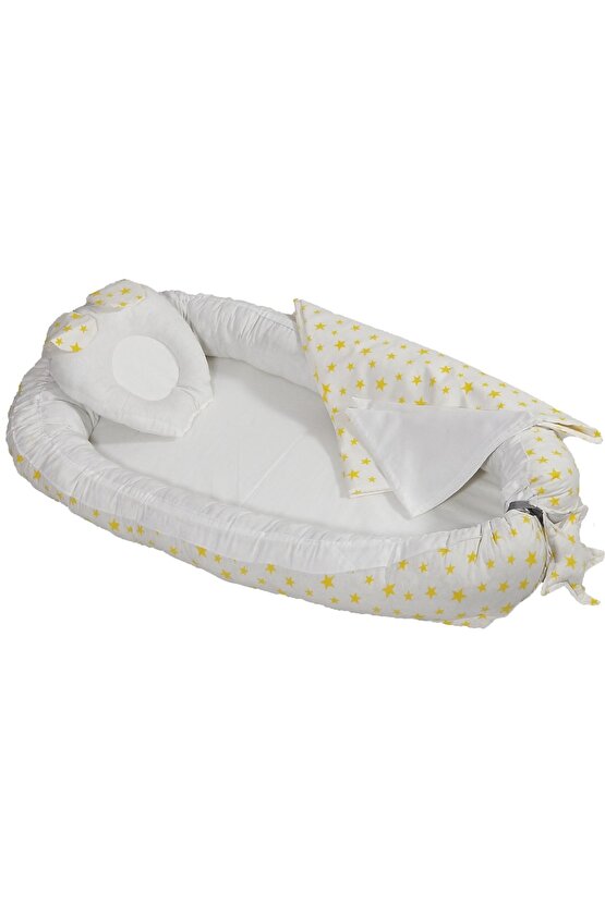 %100 Pamuklu Yıldızlı Kumaş Babynest I-babynest Anne Yanı Bebek Yatağı