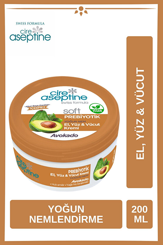 Soft Avokado Prebiyotik Nemlendirici Krem 200 ml