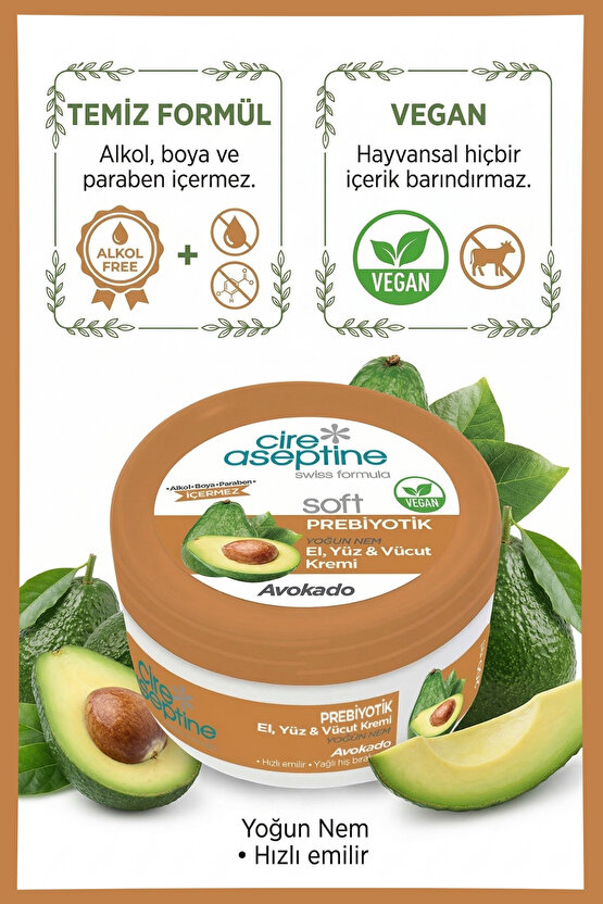 Soft Avokado Prebiyotik Nemlendirici Krem 200 ml
