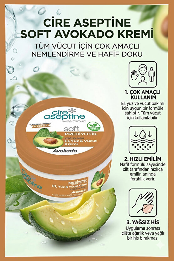 Soft Avokado Prebiyotik Nemlendirici Krem 200 ml