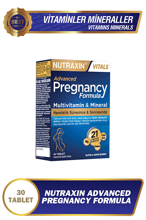 Advanced Pregnancy Formula 30 Tablet 21 Vitamin & Mineral