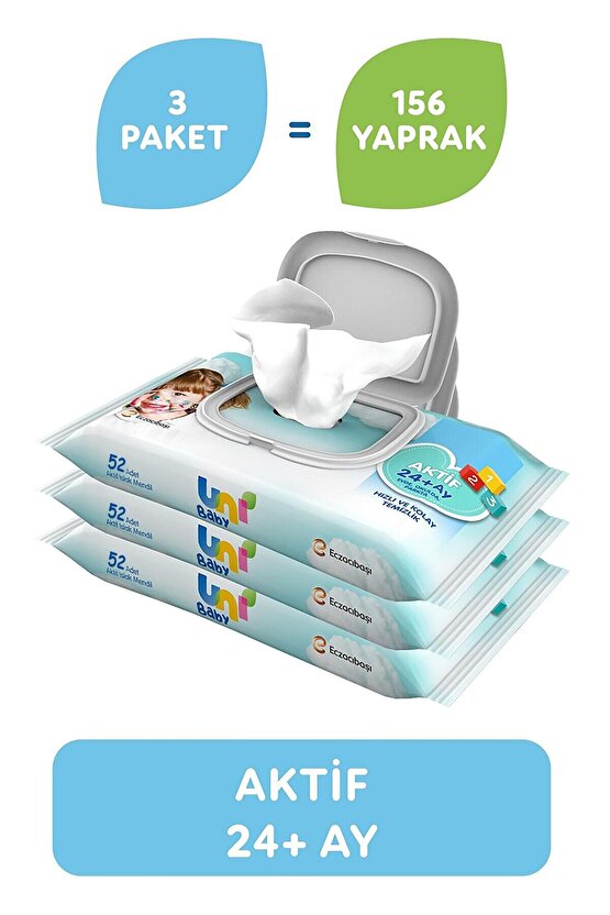 Aktif Islak Mendil 3x52 Adet