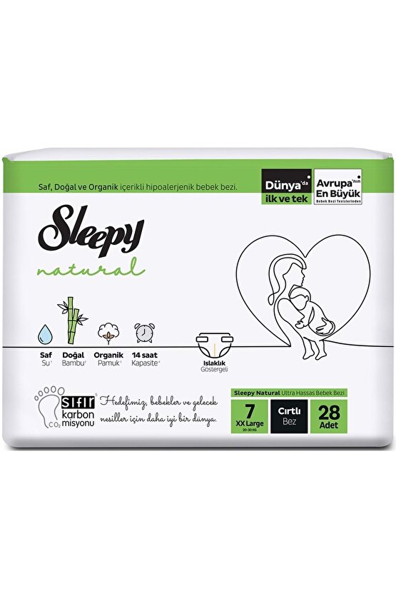 Natural Ekonomik Paket Bebek Bezi 7 Numara Xxlarge 28 Adet