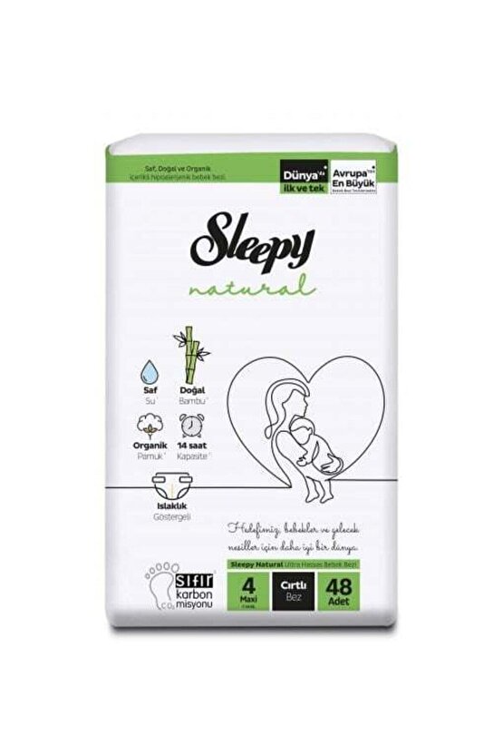 Sleepy Natural Bebek Bezi Yeni 2li Jumbo 4 Beden 7-14 Kg 48 Adet