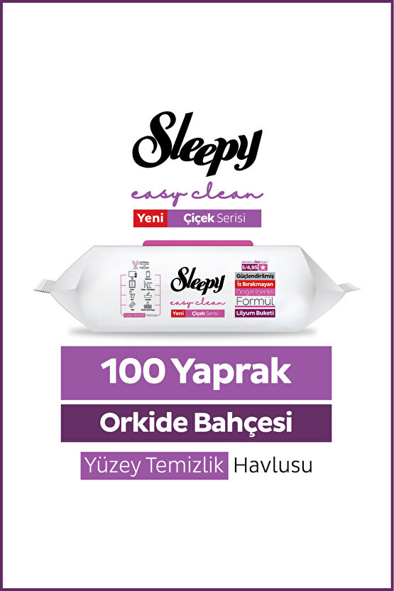 Easy Clean Orkide Bahçesi Yüzey Temizlik Havlusu Mendili 100 Yaprak