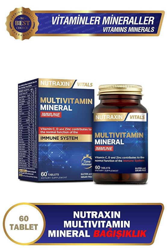 Multivitamin Mineral Immune Complex 60 Tbl - Magnezyum, C, D, Zinc, Demir, B12, Kolin, İyot