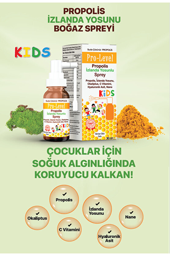 KİDS PROPOLİS VE İZLANDA YOSUNLU BOĞAZ SPREYİ 30 ML