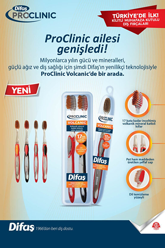 ( 1 ADET ) Difaş Proclinic Volkanik 1+1 Diş Fırçası