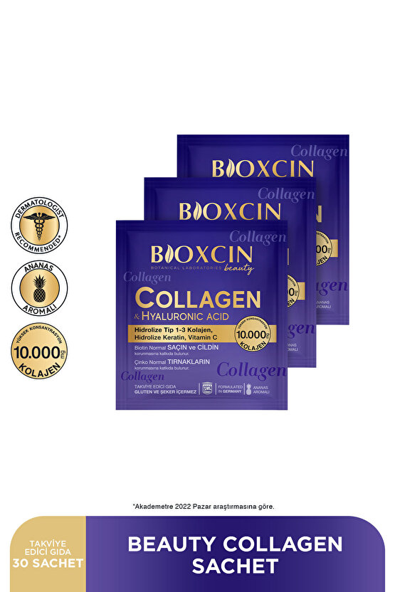 Beauty Collagen Toz 30 Saşe X 10.000 Mg Tip 1 - Tip 3 Hidrolize Kolajen - Keratin