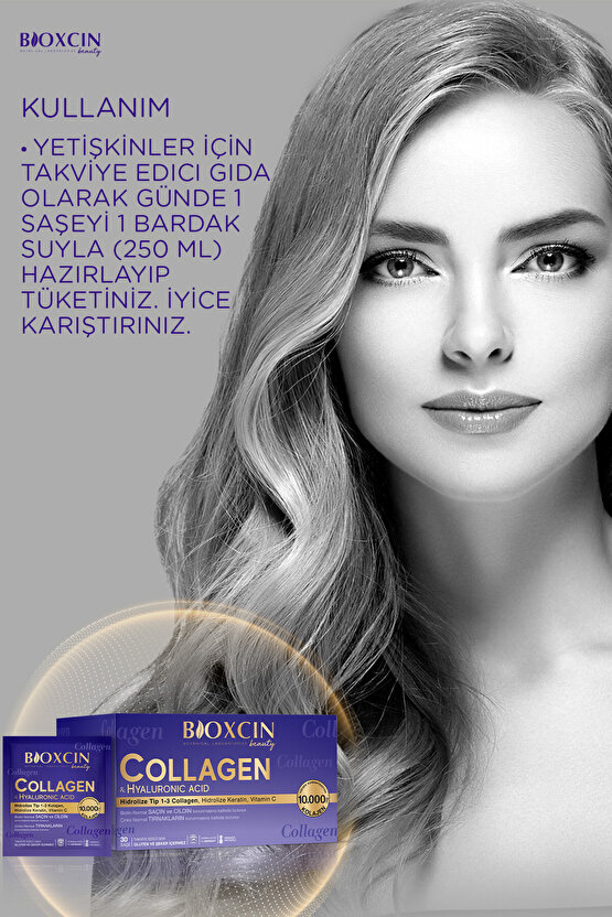 Beauty Collagen Toz 30 Saşe X 10.000 Mg Tip 1 - Tip 3 Hidrolize Kolajen - Keratin
