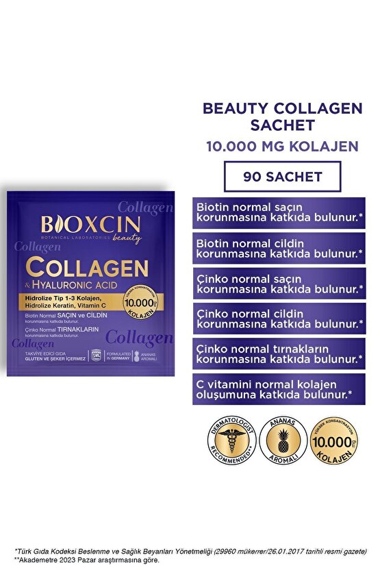 Beauty Collagen Toz Saşe 10.000 Mg 3 Al 2 Öde Tip 1 - Tip 3 Hidrolize Kolajen - Keratin