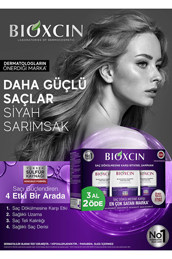 Saç Dökülmesine Karşı Siyah Sarımsak 300 ml 3 Al 2 Öde Şampuan