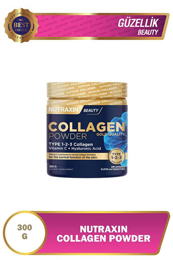 Beauty Collagen Gold Quality Powder 300 gr - Tip 1,2,3 Kolajen, Vitamin C, Hyalüronik Asit