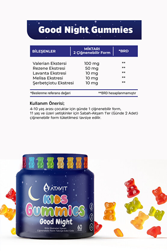Gummies Good Night KIDS 60 Çiğnenebilir Form