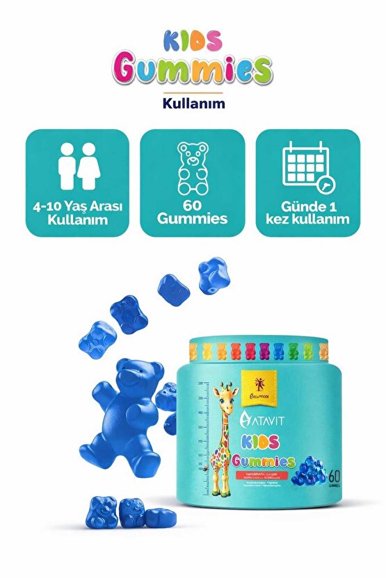 L-ARJİNİN MULTİVİTAMİN VE MULTİMİNARAL GUMMİES KİDS 60 ADET