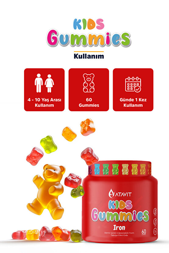 Gummies Demir (Iron) KIDS 60 Çiğnenebilir Form