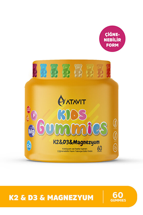 Gummies K2&D3 Magnezyum KIDS 60 Çiğnenebilir Form
