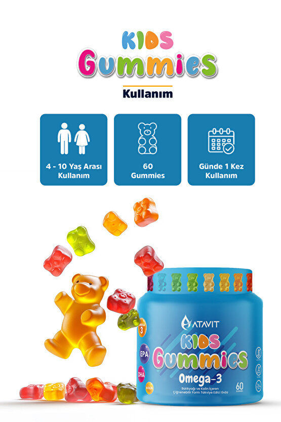 Gummies Omega-3 Balık Yağı KIDS 60 Çiğnenebilir Form