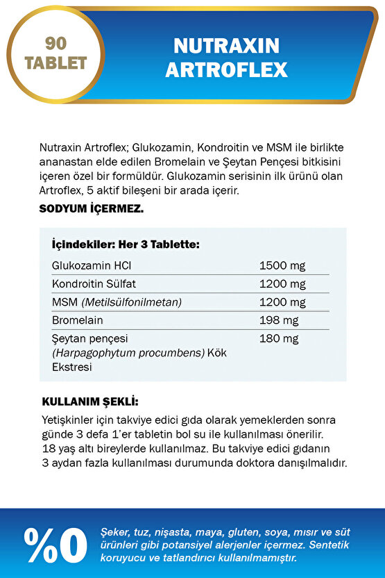 Artroflex 90 Tablet | Glukozamin 1500 mg | Eklem & Kıkırdak Destek Formülü
