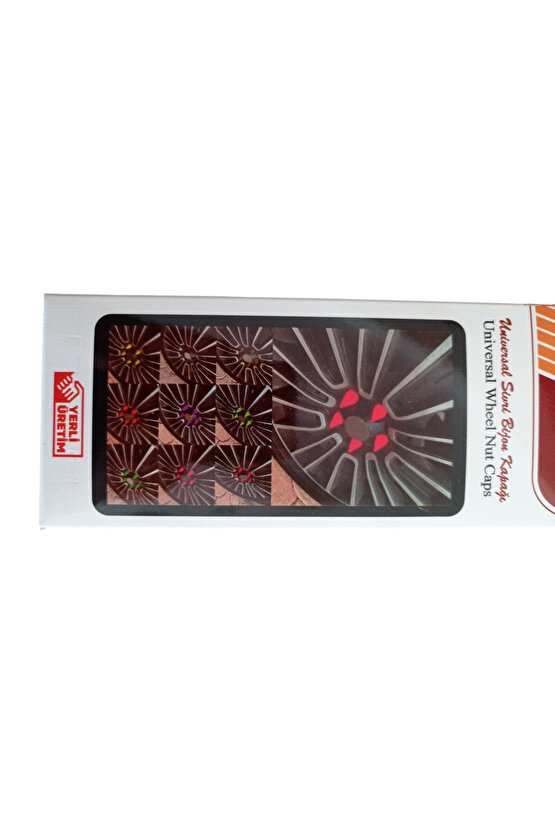 universal sivri (mermi) bijon kapağı 17mm parlak kırmızı 20li set