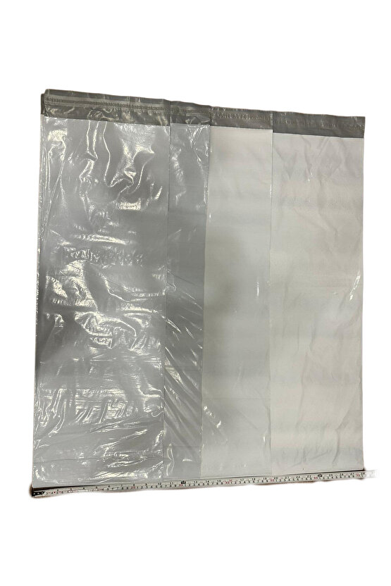 100 Adet GRİ-BEYAZ ÇOK UZUN BÜYÜK CEPSİZ KARGO POŞETİ 26x77+5 cm
