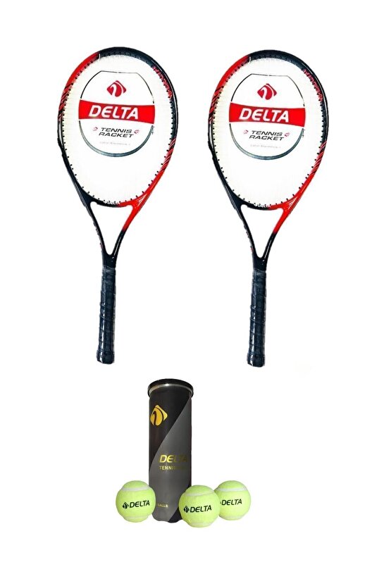2 Adet Flame 27 İnç Tek Parça L2 Grip Tenis Raketi + 2 Adet Tenis Çantası + 3 Adet Prof. Maç Topu