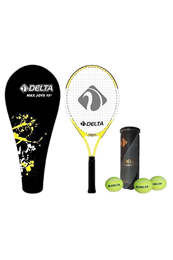 Max Joys 19 İnç Çocuk Tenis Raketi + Çantası + Vakumlu Tüpte 3 Adet Tenis Maç Topu Seti