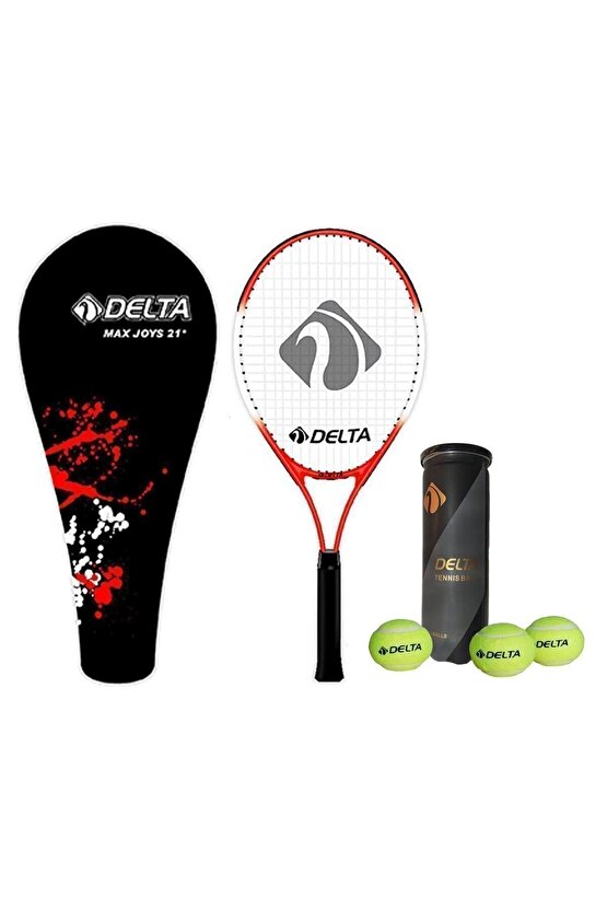 Max Joys 21 İnç Çocuk Tenis Raketi + Çantası + Vakumlu Tüpte 3 Adet Tenis Maç Topu Seti