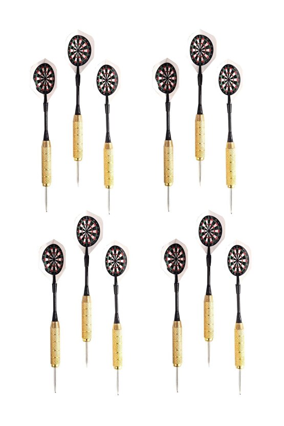 12 Adet 22 Gram Dart Oku Çelik Uç Pirinç Gövde Renkli Kanat Dart Oku Seti