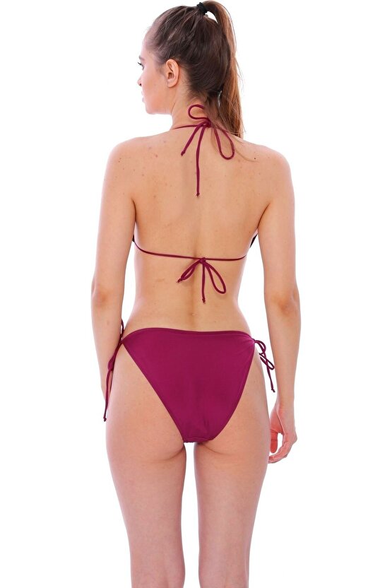 Düz Ipli Bağlı Üçgen Bikini 5026 Fuşya