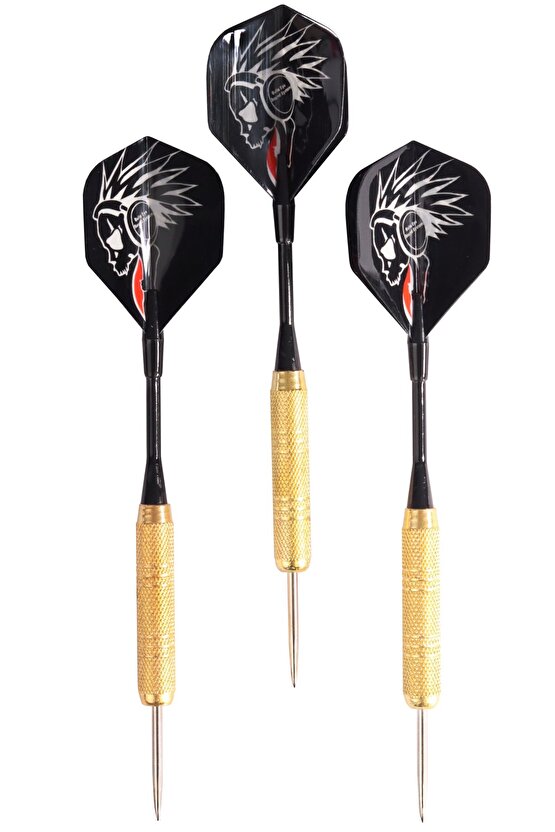 18 Gr. Dart Oku (3’lü Set) - Çelik Uç + Pirinç Gövde + Renkli Kanat - Dart Oku Seti