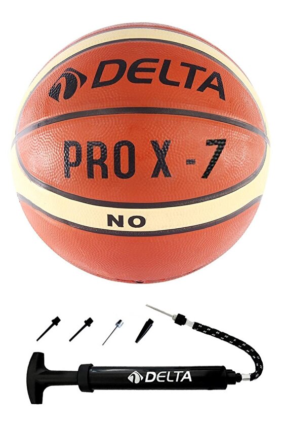 7 Numara Pro X Deluxe Kauçuk 7 Numara Basketbol Topu + Top Pompası Pompa dahildir Kahverengi