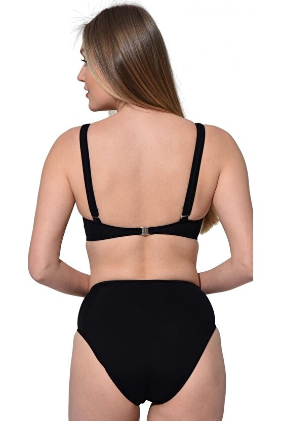 Düz Kruvaze Bikini 5032 Siyah Büyük Beden