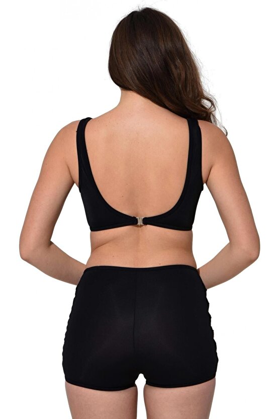 Kadın Tüllü Detaylı Şortlu Bikini 5034 Siyah