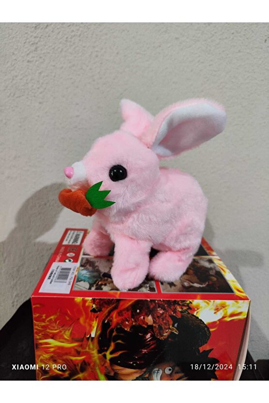 Tivens Elektronik Pilli Sesli Zıplayan Hareketli Havuçlu Peluş Tavşan 18x17 Cm kaliteli ürün