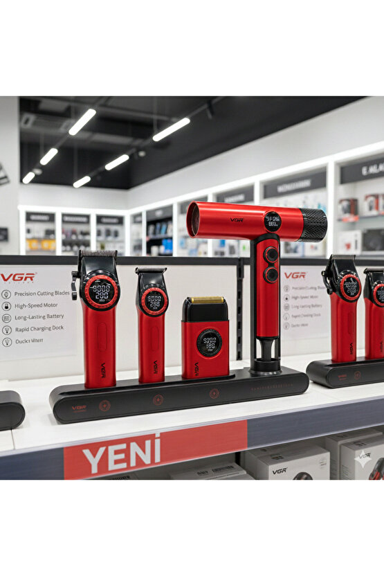 Combo 4lü Set Stepless Pro 4ü 1 Arada High-End Saç Kesme Makinesi Ve İyonize Fön Makinesi