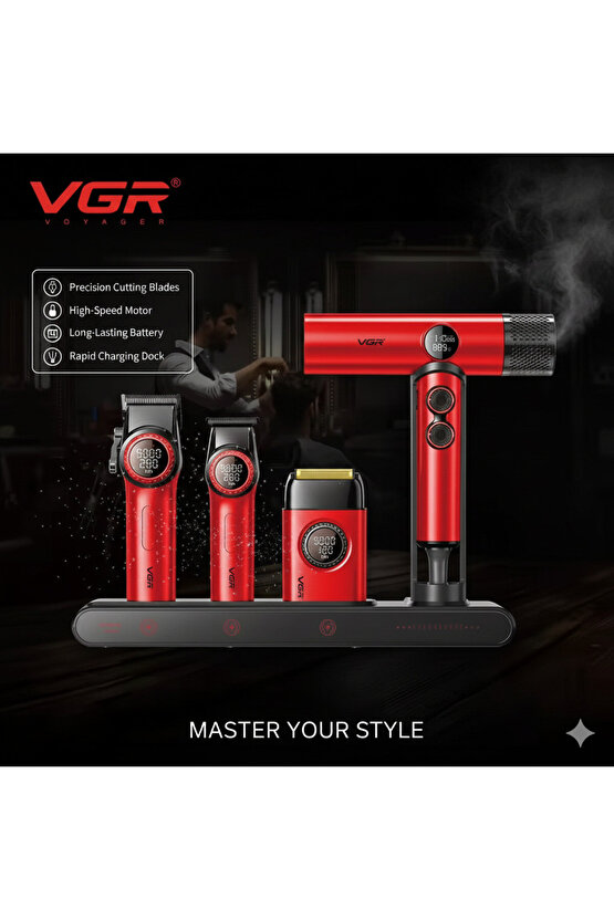 Combo 4lü Set Stepless Pro 4ü 1 Arada High-End Saç Kesme Makinesi Ve İyonize Fön Makinesi