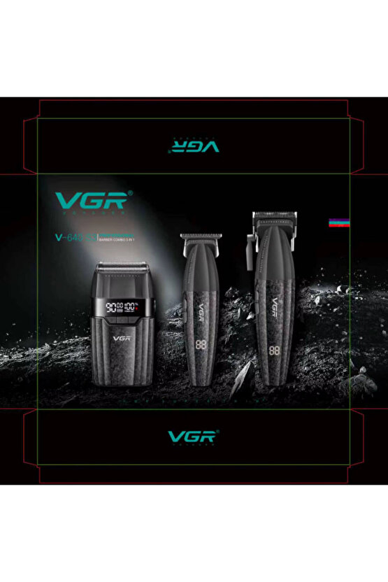 -V-640 S3 Profesyonel Kablosuz Saç ve Sakal Kesme Makinesi – 3 in 1 Tıraş Seti