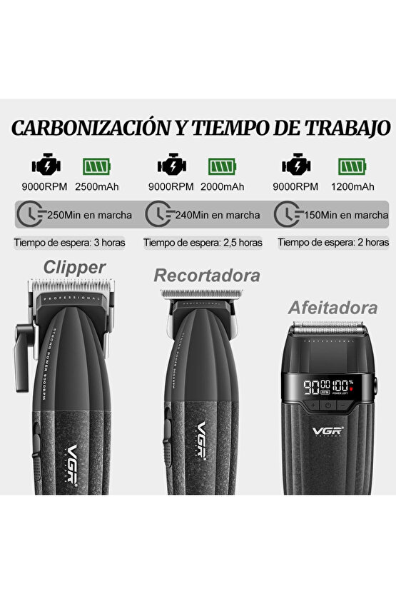 -V-640 S3 Profesyonel Kablosuz Saç ve Sakal Kesme Makinesi – 3 in 1 Tıraş Seti