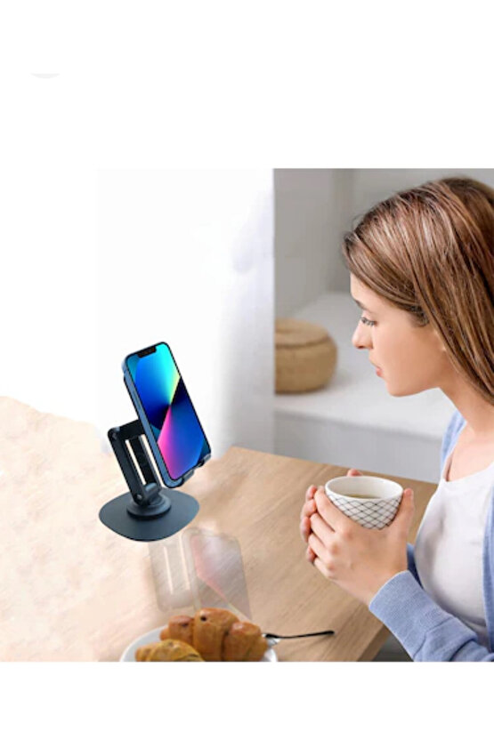 Yüksek Kalite Metal Ve Pvs 360 Dönebilen Ayarlanabilir Telefon Ve Tablet Tutucu Masa Üstü