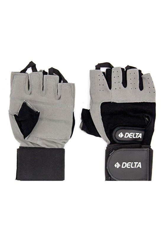 Uzun Bilek Bandajlı Gri Ağırlık Body Fitness Eldiveni - Wrist Wraps