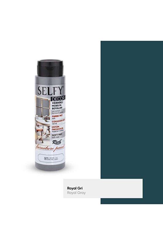 Selfy Decor Vernikli Mobilya Boyası 500ml Royal Gri N09593