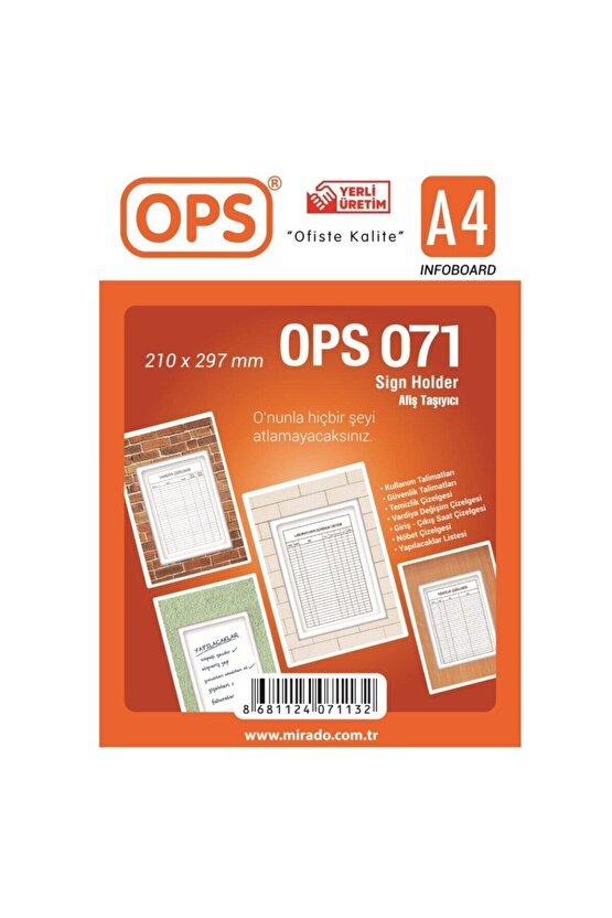 Dp 071 A4 Duvar Tipi Afiş Taşıyıcı