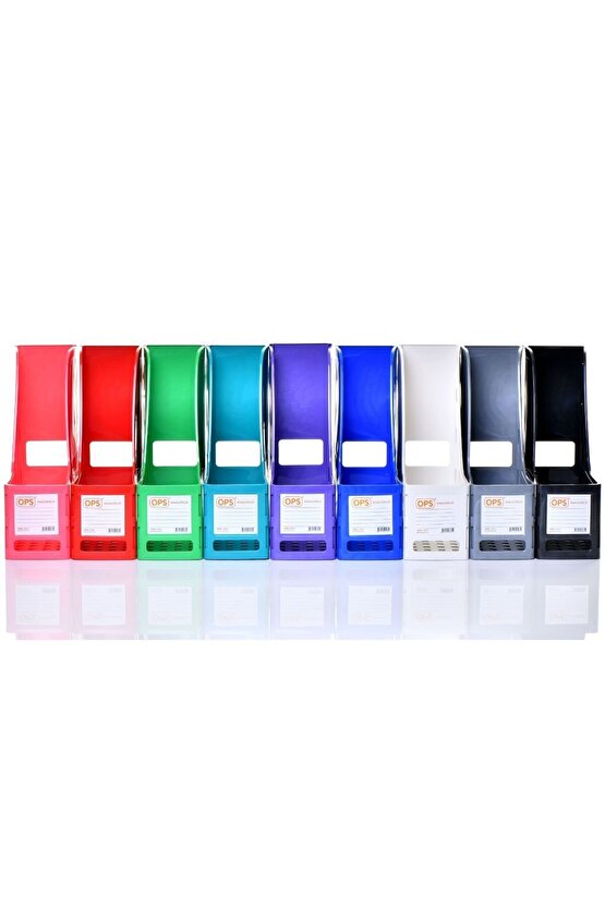 MG 101 9 FARKLI RENK A4 DEMONTE PLASTİK DİKEY MAGAZİNLİK KLASÖR ARŞİV KUTUSU ORGANİZER DEPOLAMA