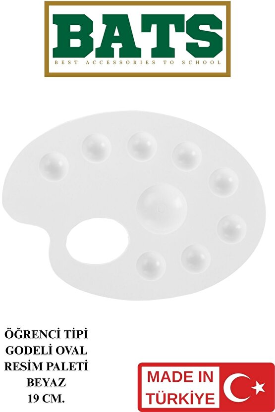 19 CM. GODELİ OVAL RESİM PALETİ BEYAZ