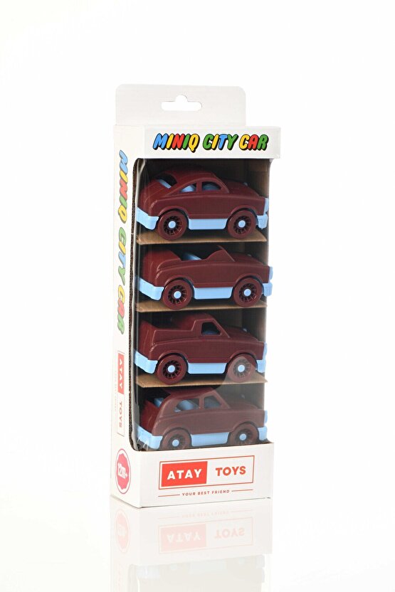 MINIQ CITY CAR BORDO MAVİ MIX 4’LÜ SET OYUNCAK ARABA
