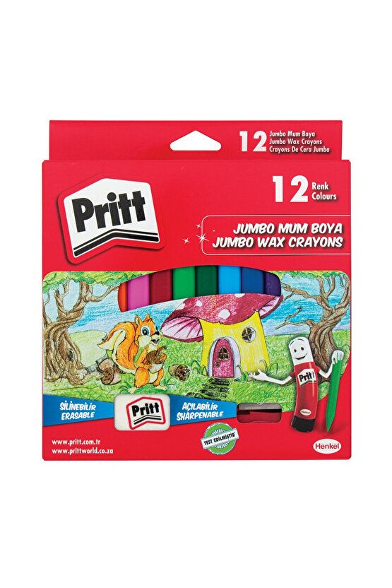 12 Renk Jumbo Üçgen Silinebilir Pastel Mum Boya 1655739