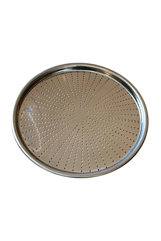 Paslanmaz Çelik Delikli Pizza Fırın Tepsisi Lahmacun Fırın Tepsisi 3lü Set 28 32 36 Cm